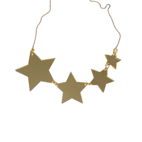 Celestial Necklace Shiny Gold Stars 30-1039 