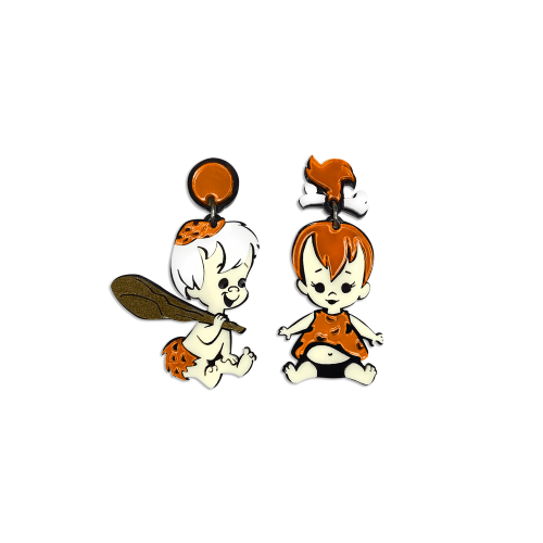 Flintstones Σκουλαρίκια Σταλίτσα & Μπαμ-Μπαμ Πορτοκαλί 10-1052 