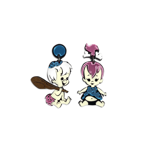 Flintstones Earrings Pebbles & Bamm-Bamm Blue-Pink 10-1054 